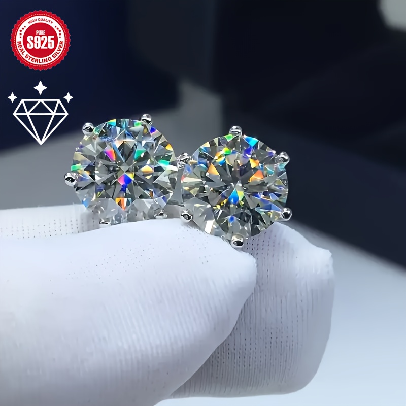 2pcs minimalist s925 sterling silvery sparkling stud earrings 0 5ct 1 0ct 2 0ct size octagon cut   casual attire unisex design ideal gift for men women friends parents or     Product details 1