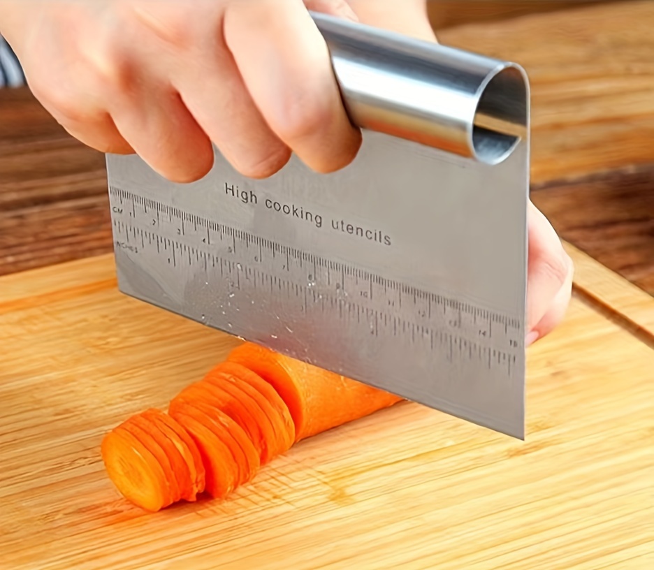 stainless steel dough scraper with measurement versatile pastry cake cutter for baking pizza slicing kitchen essential details 2