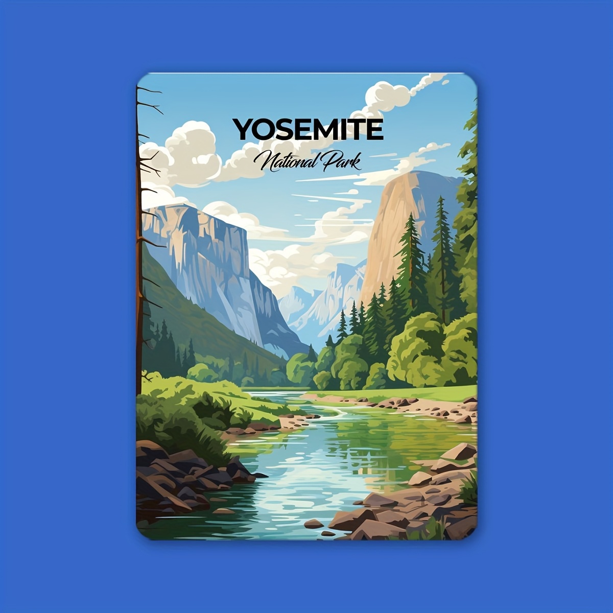 TEMU 1pc National Park Poster Magnet - Scenic Valley With Half Dome, Magnetic Backing For Fridge, Door Decor - Nature-themed Home Decoration Gift