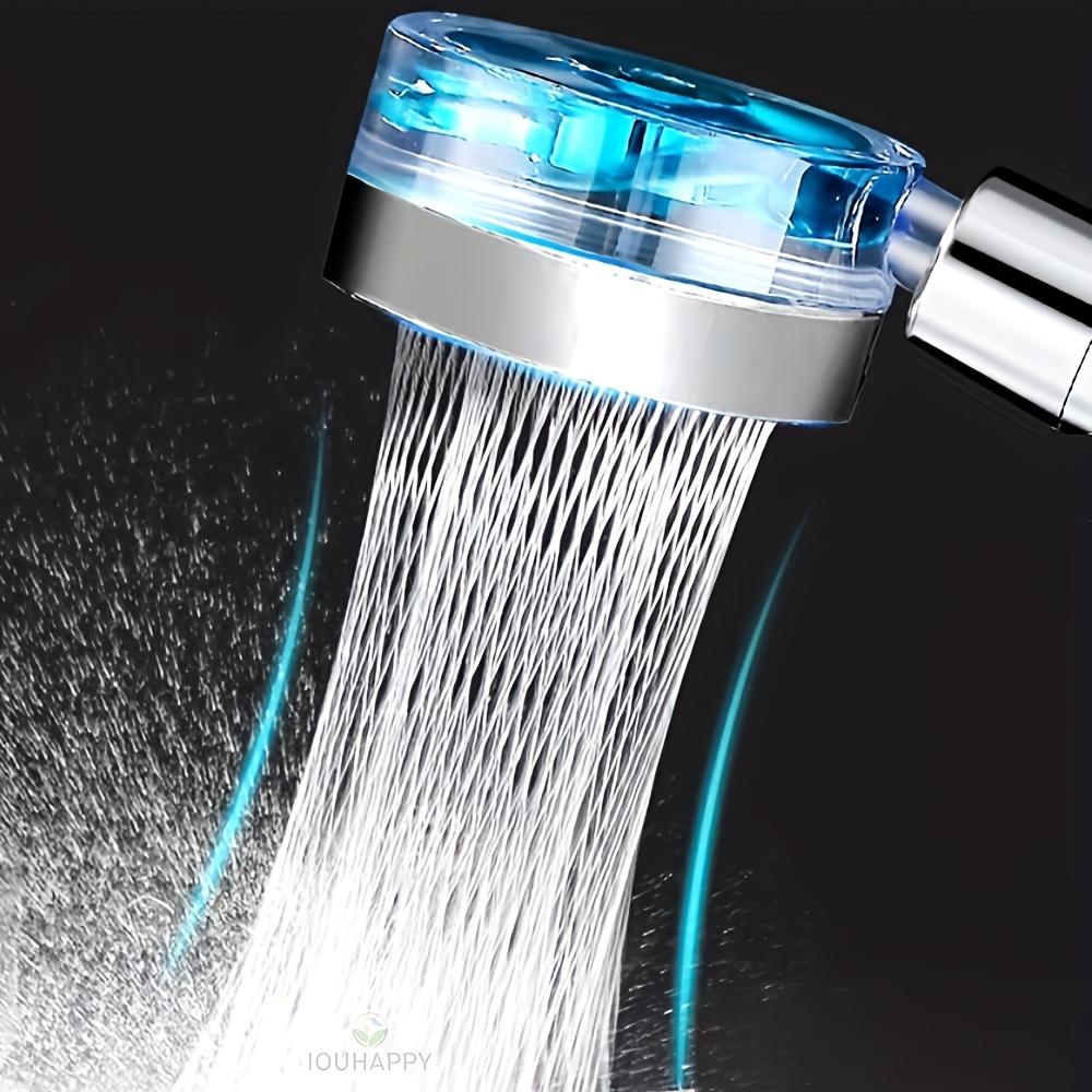 1 vnt. IOUHAPPY Turbo dušo galvutė su turbinų technologija ir 360° besisukančiu lietaus/masažo purškikliu – didelio slėgio srovė, patvari plastikinė lietaus dušo sistema, sieninis montavimas šiuolaikinėms vonios kambariams, lengvas montavimas (suderinama su standartais)