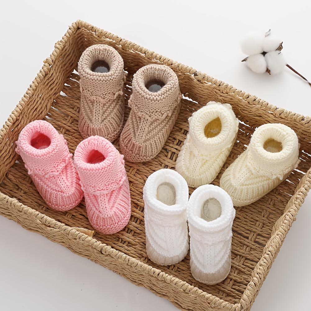 1Pair Baby Knit Socks 0-12m Solid Corchet Walking Socks Ins Cream Solid Color Short Socks for Infant Boys Girls Clothing