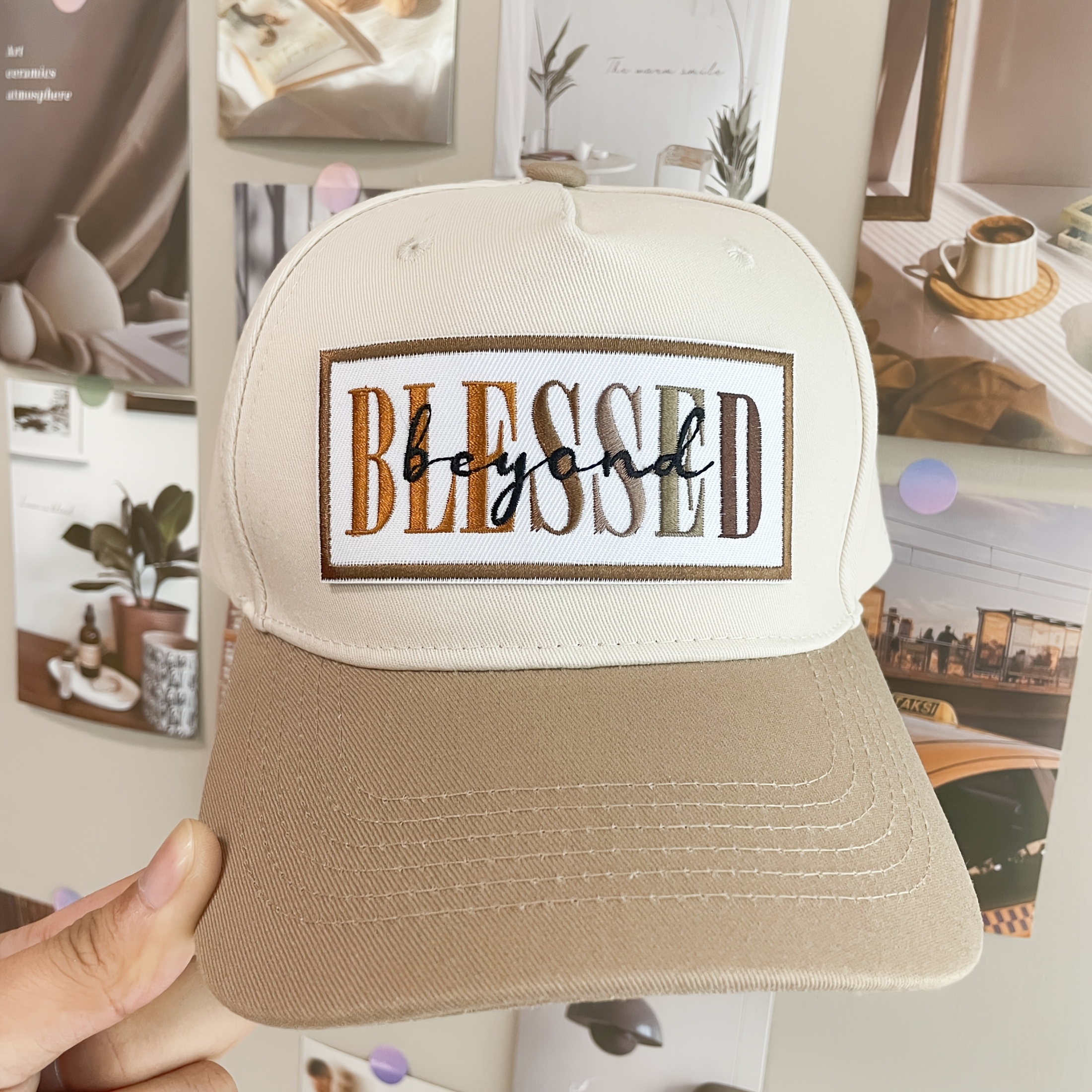 

1/2pcs Embroidered 'blessed ' Patch Applique, Trendy Iron-on/sew-on For Diy Decoration, With Caps, Backpacks, And Apparel