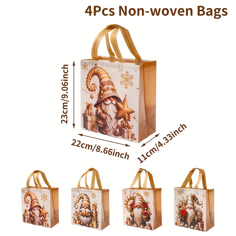 TEMU Set da 4, Sacche Regalo Borsa Tote con , Borse Riutilizzabili in Tessuto Non Tessuto, Borse Portafavori con Motivo Nano , Borsa per Confezioni