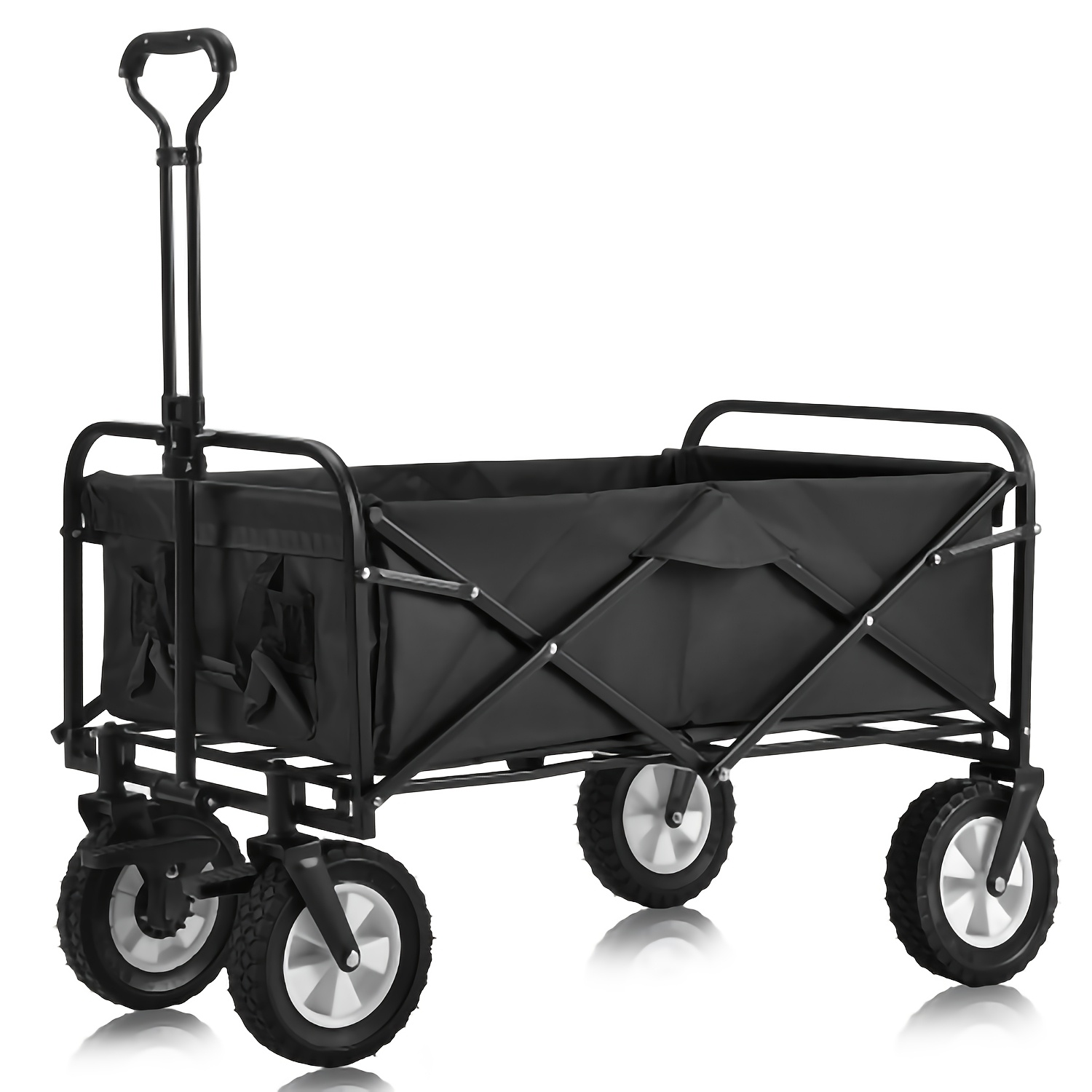 96l Trolley Cart Wagon Camping Wheelbarrow Outdoor Fishing Trailer Shopping Garden Black Truck Beach Multi Purpose