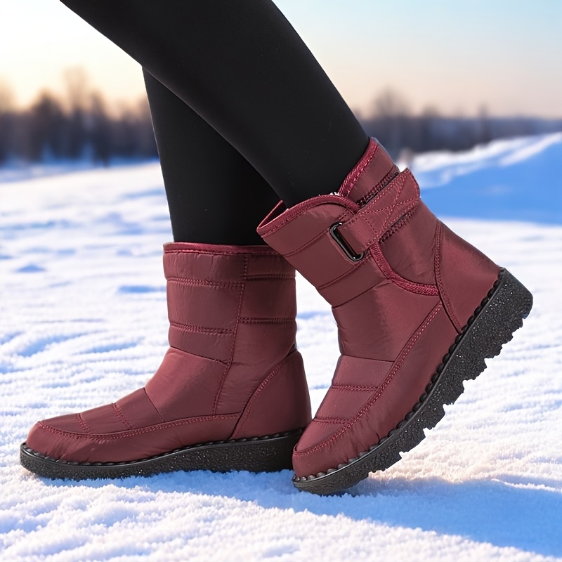 Bottes D'hiver Doublées Pour Femme - Bottines Plates à Semelle Antidérapante - En Cuir Synthétique, Doublure Chaude - Style Décontracté Pour Ville Et Extérieur