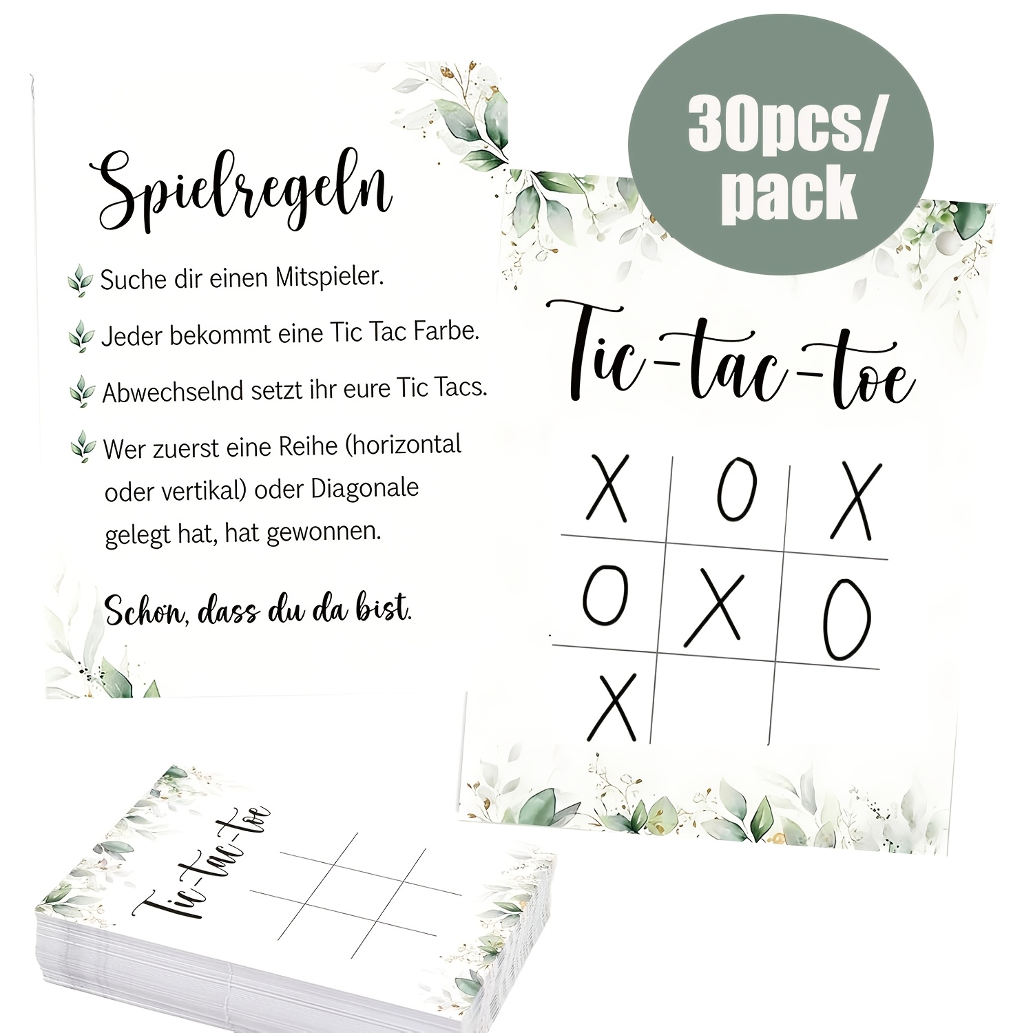 Image of 30pcs/pack Blank Wedding Tic Tac Toe Cards, 3.1"x2.4" Cardstock Guest Signing Game For Bridal Shower, Christening, Birthday Party Favors