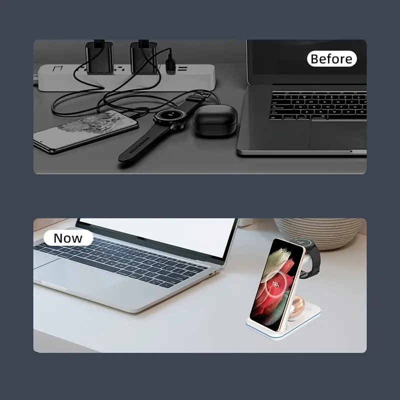 versatile 3 in 1 wireless charging stand with led lamp fast charge for samsung for galaxy s24 ultra s23 s22 s21 s20 note 20 z flip 6 5 4 3 fold 6 5 4 3 for galaxy watch 7 ultra 6 5 pro 4 for galaxy buds 3 2 pro usb type c fast charger for android for samsung details 2