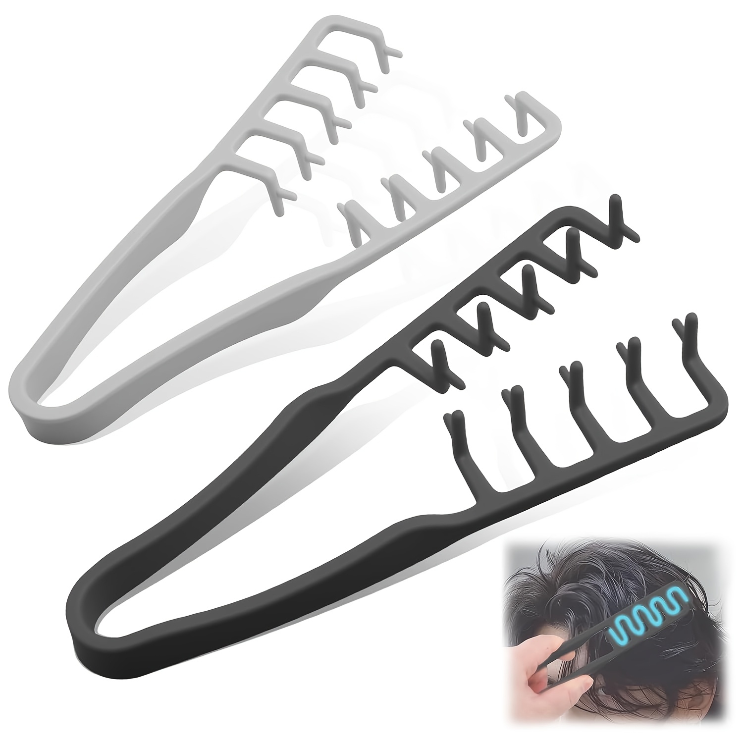 TEMU 2pcs Of Textured Combs, Fluffy Wide-toothed Hair Combs, Tools To Increase Of Hair , Barber's Wide And Fine-toothed Suit, Abs Plastic Textured