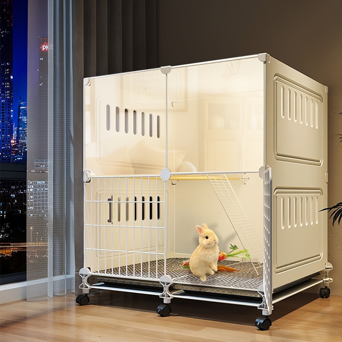 TEMU 2 Layer Rabbit Cage Indoor With Pull-out Trays And Urine Guard, Guinea Pig Cage, Small For Rabbit, Ferret, Chinchilla