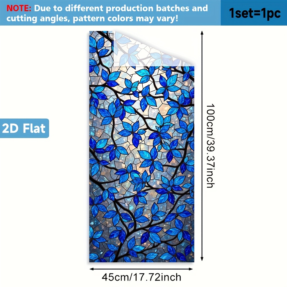 TEMU 1pc Window Film With Elegant Pattern - Static Cling Window Decoration, No Glue Needed, Removable & Reusable Privacy Film, For Bathroom, Kitchen,