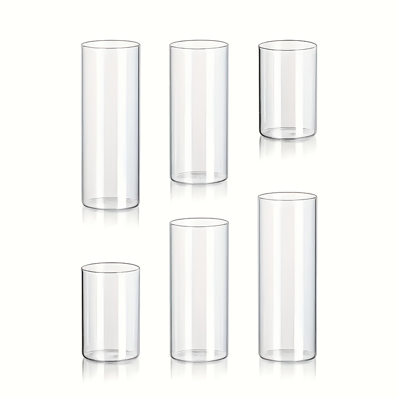 Image of 6pcs Set Of Glass Cylindrical Vases, High- Vases, For Centerpiece Decoration, Valentine's Day, Halloween Decor, Candle Holder Pillar Floating Candles, Wedding Home Decor