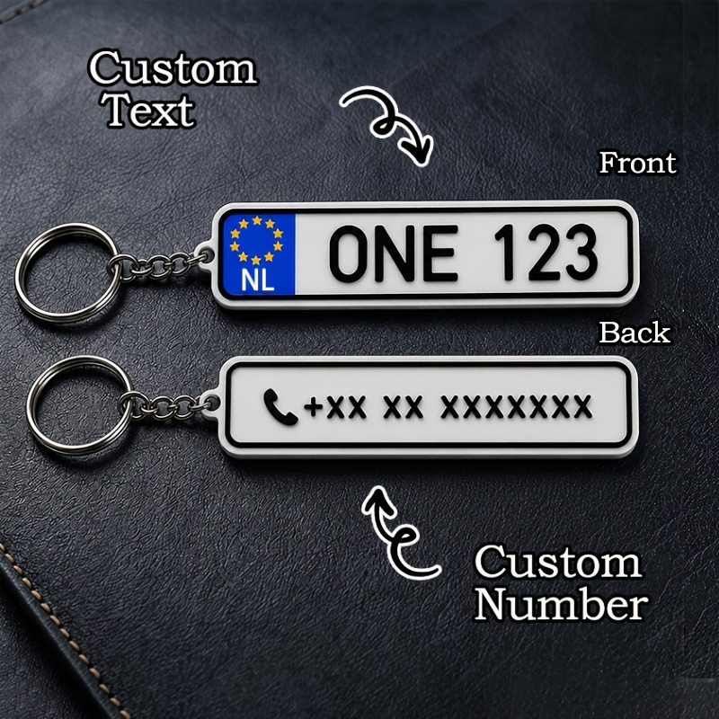 TEMU [custom] 1pc Custom Letter License Plate Keychain, Personalized European-style Keychain, Custom Number Plate Gift For Family, Colleagues, Or ,