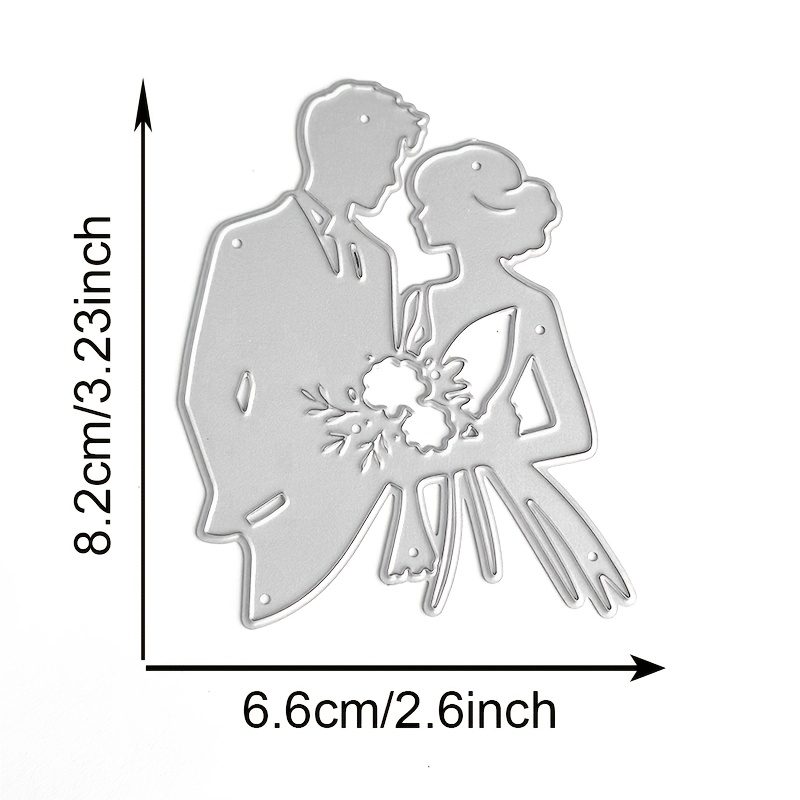 TEMU 1pc Pochoirs de découpe en métal pour couple de mariage, pour scrapbooking, album photo, cartes décoratives en papier gaufrées
