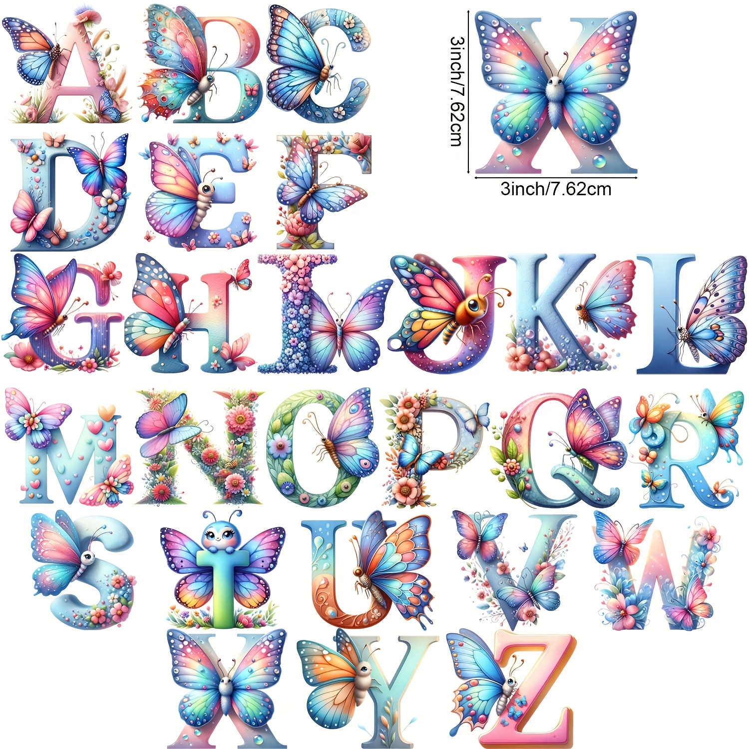 TEMU 1 Set Of A-z Letters Uv Dtf Transfer Stickers, Dtf Transfer Stickers, High Quality Wipe Transfer Stickers, Suitable For Glasses, Cups, Crafts