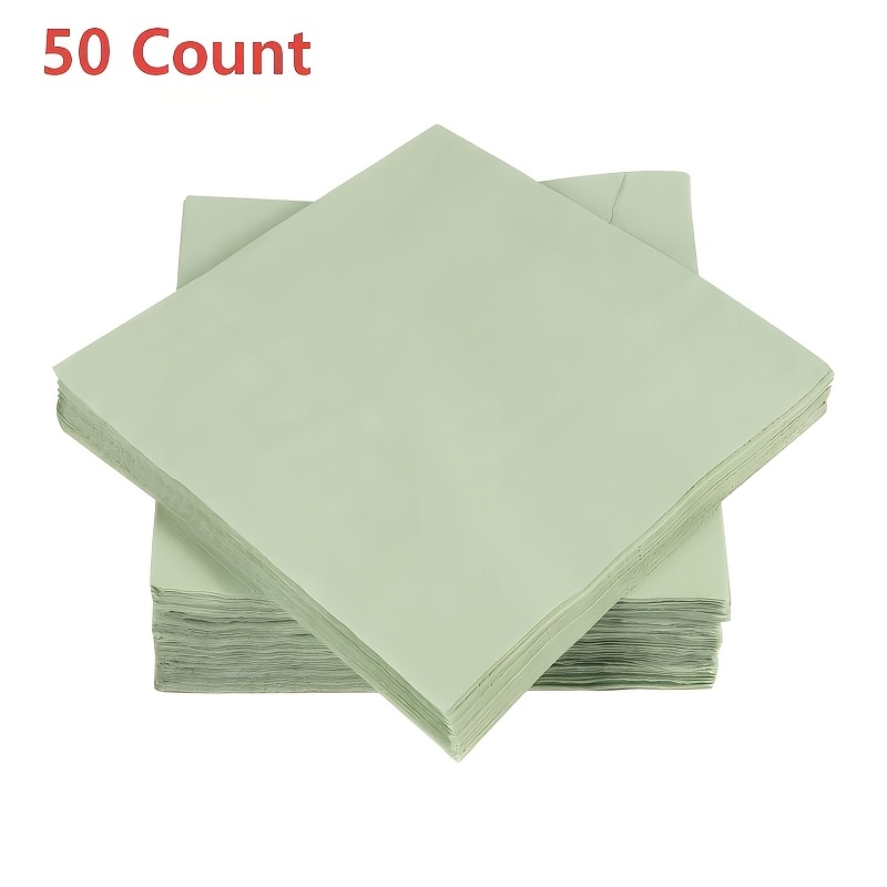 Image of 50/100 Count Napkin 2-ply Dessert Napkins Folded 5 X 5 Inches Disposable Napkins For Dinner Wedding Birthday Party Bridal Anniversary Reception Event (sage-green) For Halloween、christmas