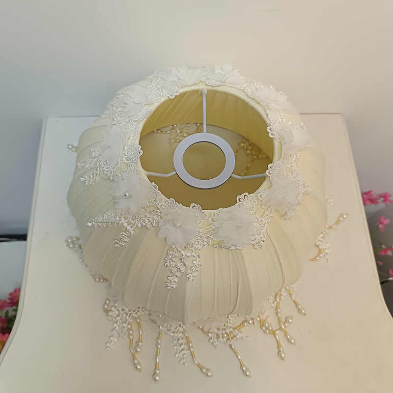 elegant cream and golden   chandelier shade with handcrafted rosette pendants modern   for   hanging lamp settings   accessory     details 11