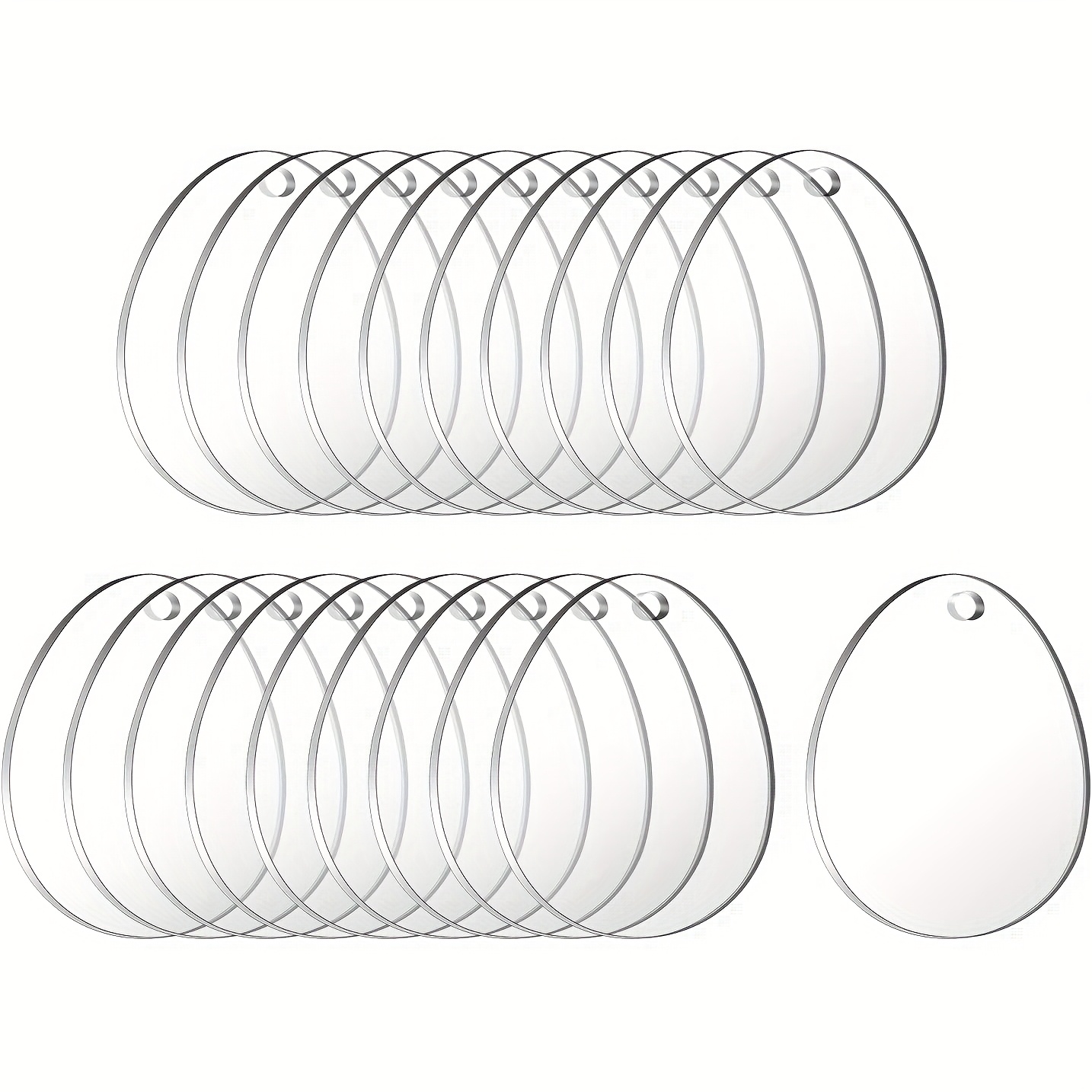 

10-pack Transparent Acrylic , Blank Egg Pendants With Holes And Rope For Diy Crafts, Home Decor, Easter Party Supplies, Spring Holiday Ornaments - No Battery Required