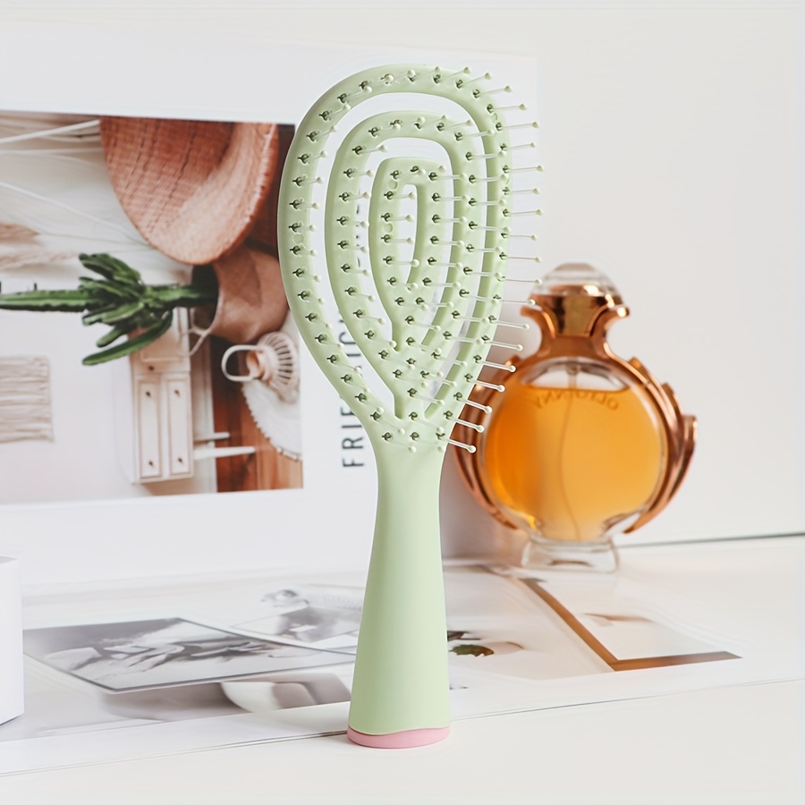 1pc Abs & Nylon Bristle Hair Brush - 360° Scalp Massage, Lightweight Travel-friendly, For Normal Hair - Japanese & Korean Style Grooming Essential