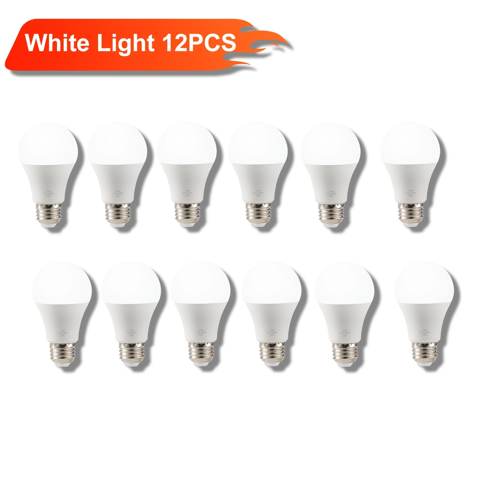 TEMU 24/12/6pcs Wholesale Pack A19 Bulbs, 14w Equivalent 100w Bulbs E26 Spiral, Led Bulbs -free , Rendering, Non-dimmable, 2700k/4500k Daylight Warm