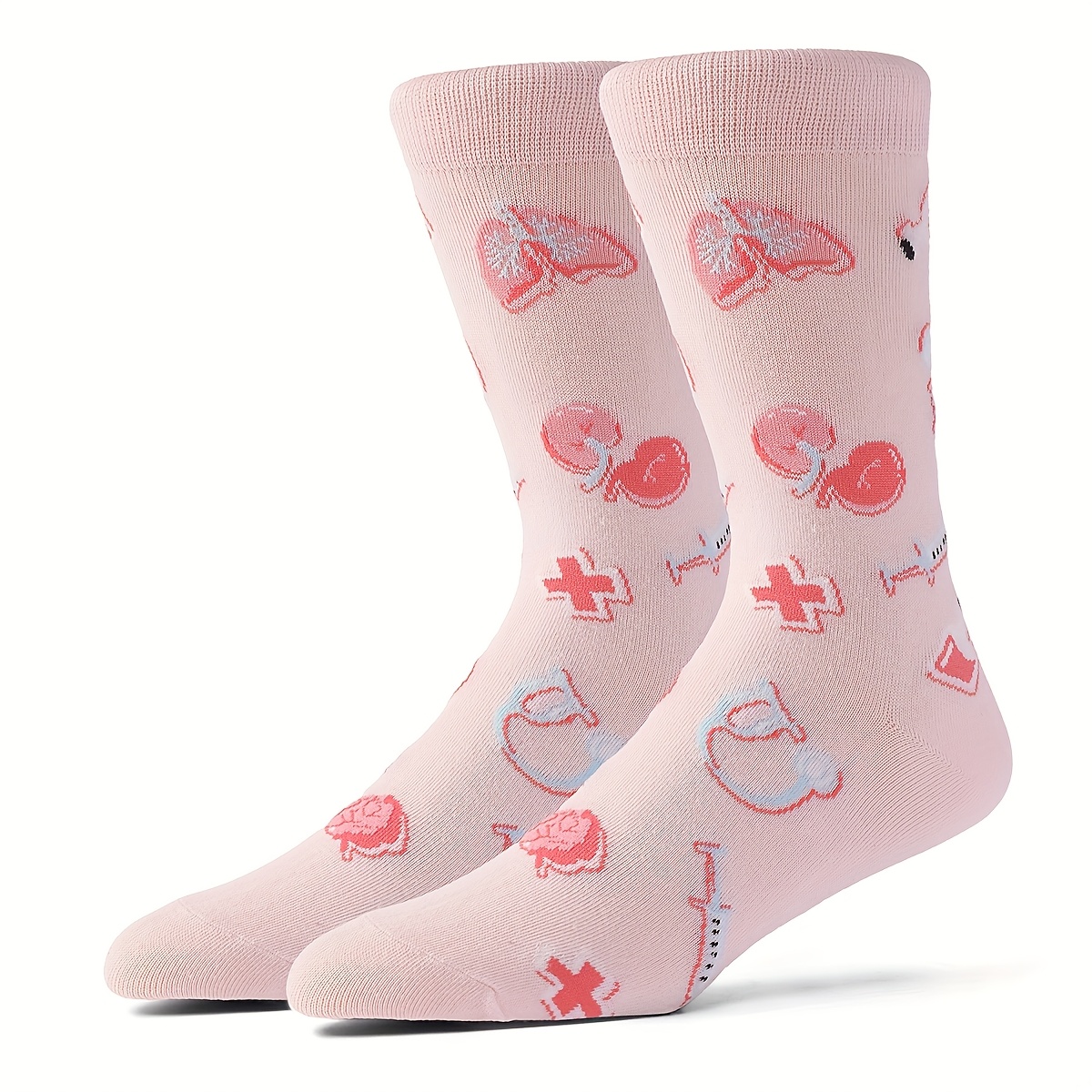 E-shop 1 Paar Damen Krankenschwester Arzt Herz Stethoskop Nadel Print Mid-Calf Socken, Warme Bequeme Strapazierfähige Krankenschwester Socken