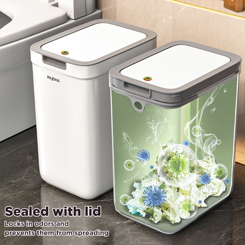 TEMU 2pcs Bathroom Trash Cans Odor Proof Narrow -saving Easy To Clean Suitable For Room Bathroom And Office