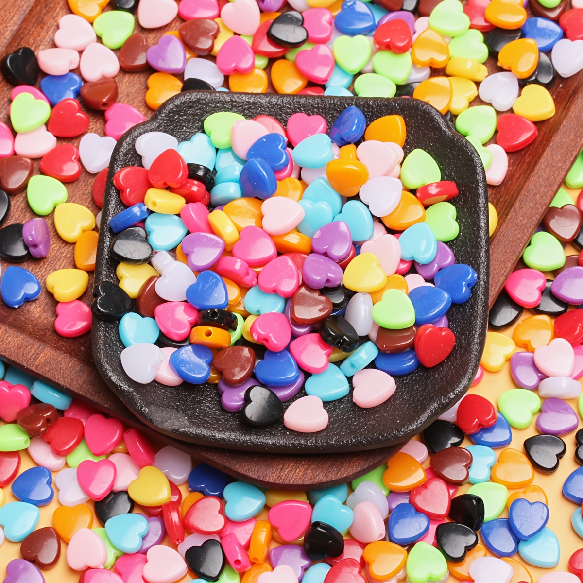 

100pcs 9mm Heart-shaped Acrylic Beads - Loose Spacer Beads For Making, Bracelets & Necklaces Crafting Supplies