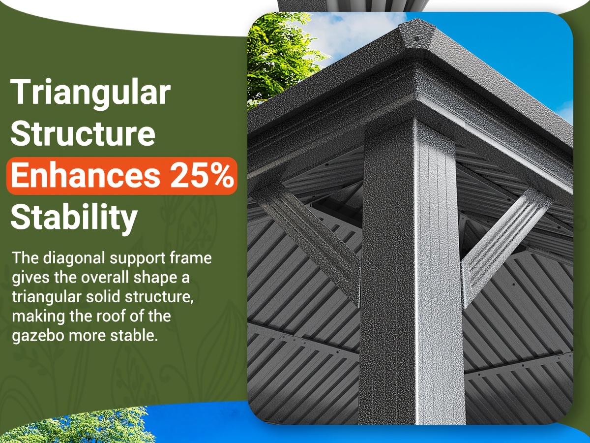 Polar Aurora 10x12ft Hardtop Gazebo with Sturdy Aluminum Frame & Galvanized Steel Double Roof - High Quality, UV-Blocking, Windproof Outdoor Shelter, Fully Enclosed Double Sidewalls, J-Hooks, Easy Assembly for Patio, Garden, Lawn - Grey, Backyard Retreat, Stylish Patio Cover, Galvanized Steel Roof