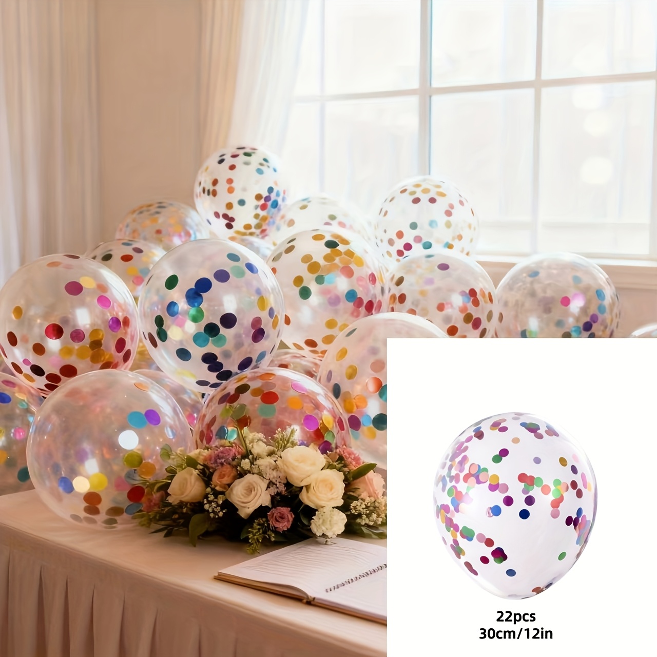 TEMU 22pcs Of 12 Inch Mixed Color Sequin Balloons Suitable For Birthdays, Weddings, Anniversaries, Carnivals, New Year's And Holiday Decorations,