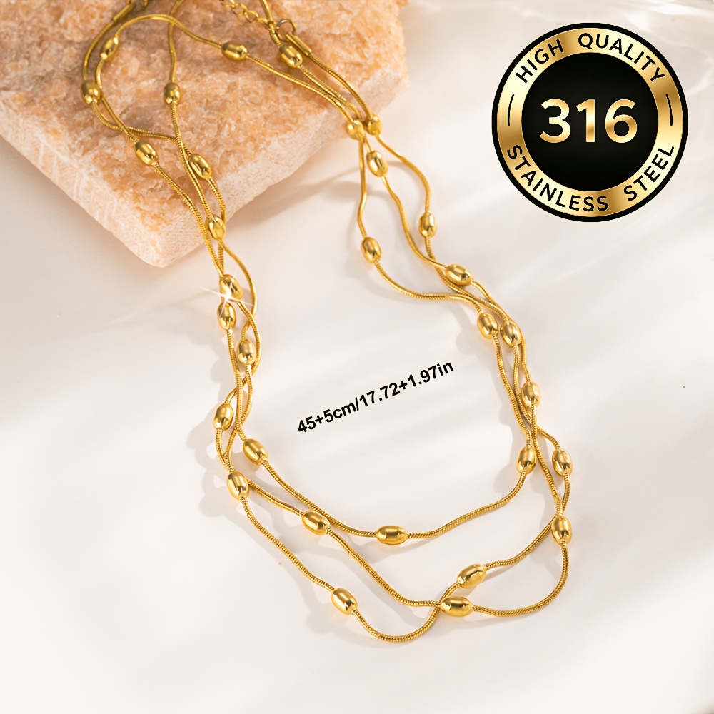 Unisex 316L Stainless Steel Layered Design Chain Necklace