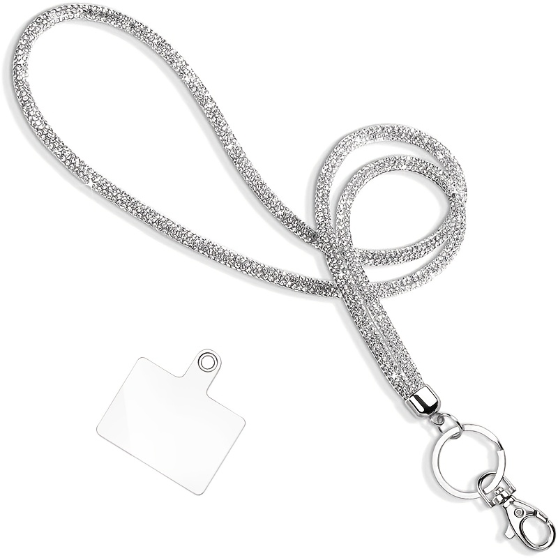 2d 1pc Multicolor Crystal Lanyard, Elegant Bling Rhinestone Keychain Holder, Badge Id Neck Strap, Durable Phone Hook & Wrist Keyring Cord Accessory