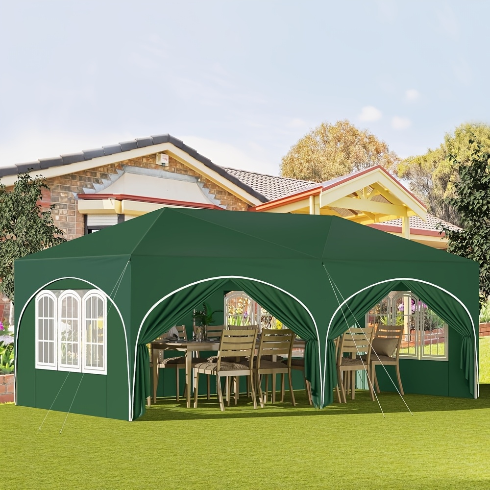 

1pc, Pavillon, Pavillon Pliable 3x6m, avec 6 Côtés, Tente de Fête, Imperméable, Protection UV, Hauteur Réglable, avec Sac de Transport, pour Camping en Jardin Extérieur