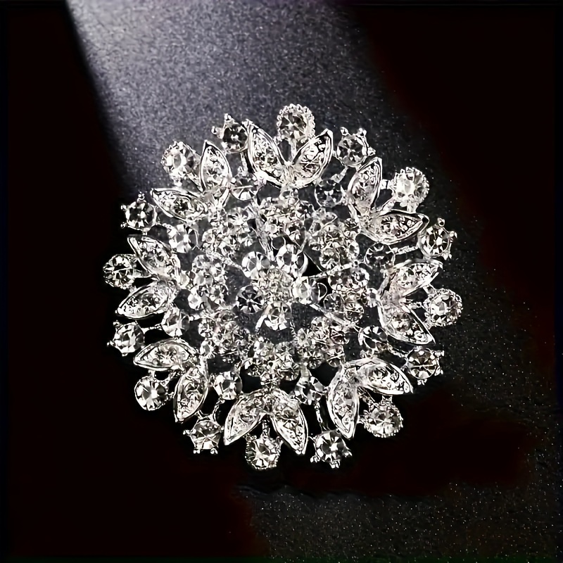 

Flower Brooch Korean Version Crystal Rhinestone Exaggerated Chest Flower Fashion Coat Fixed Pin Coat Collar Personalized Buckle