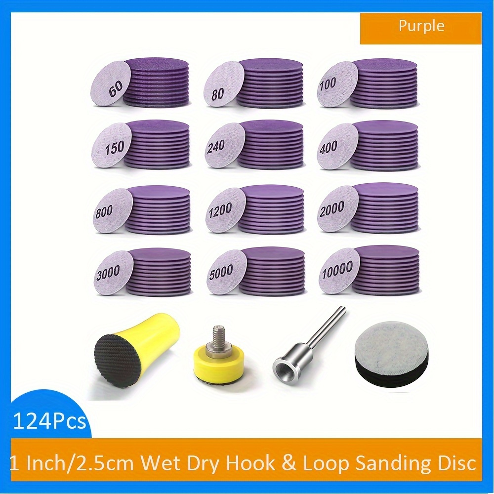 

120-piece 1-inch Hook And Loop Sanding Discs Set, Wet/dry Use, 60-10000 Grits With Backing Plate & Soft Buffer Pad For Drill Grinder Rotary Tools - Ideal For Wood, Metal, Jewelry Grinder Disc For Wood