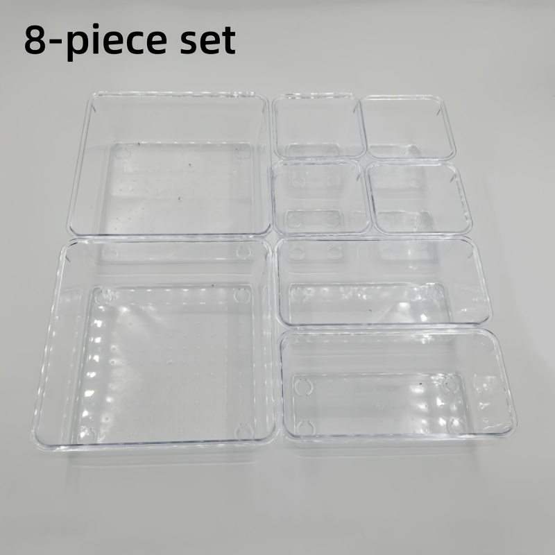 TEMU 8- Clear Plastic Desk Organizer Bins, Style, Storage For Office Supplies, Stationery, Markers, Pens, Cosmetics, & Kitchen Organization, Baskets, Bins & Containers For Organization