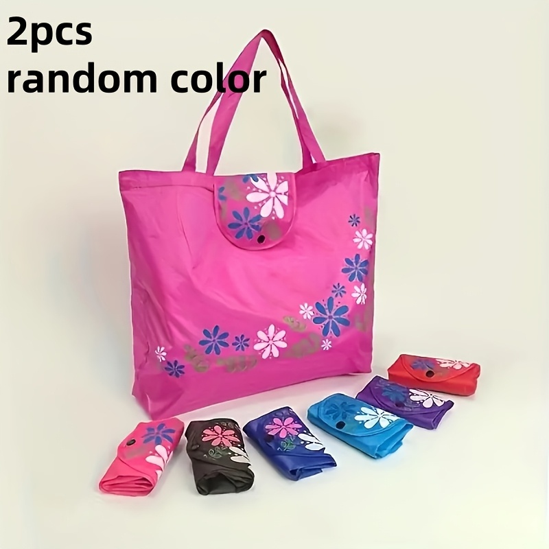 Image of 2-pack 45cm*40cm*38cm) Reusable Shopping Bags, Random Colors, Grocery Shopping Tote Bags Foldable Bags, With Button Closure, Leak-proof Rectangular Bags, Large Capacity Durable Washable