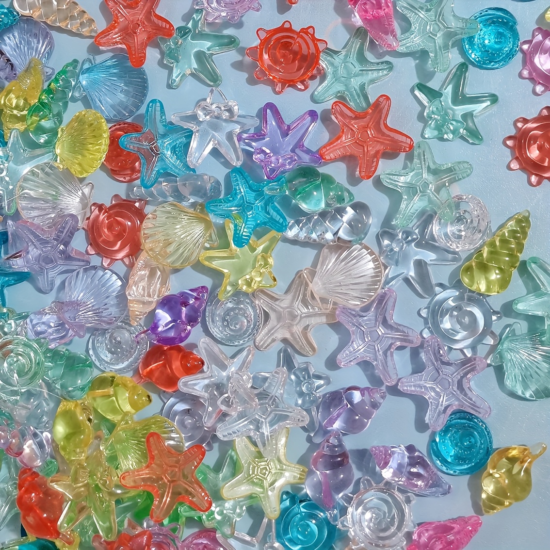 Image of 30pcs, Colorful Artificial Decorative Shells, Creative Transparent Crystal Aquarium And Fish Tank Decoration Shells, Conches, Starfish, Beach, Swimming Pool, Diy Decoration, Fish Tank Landscaping