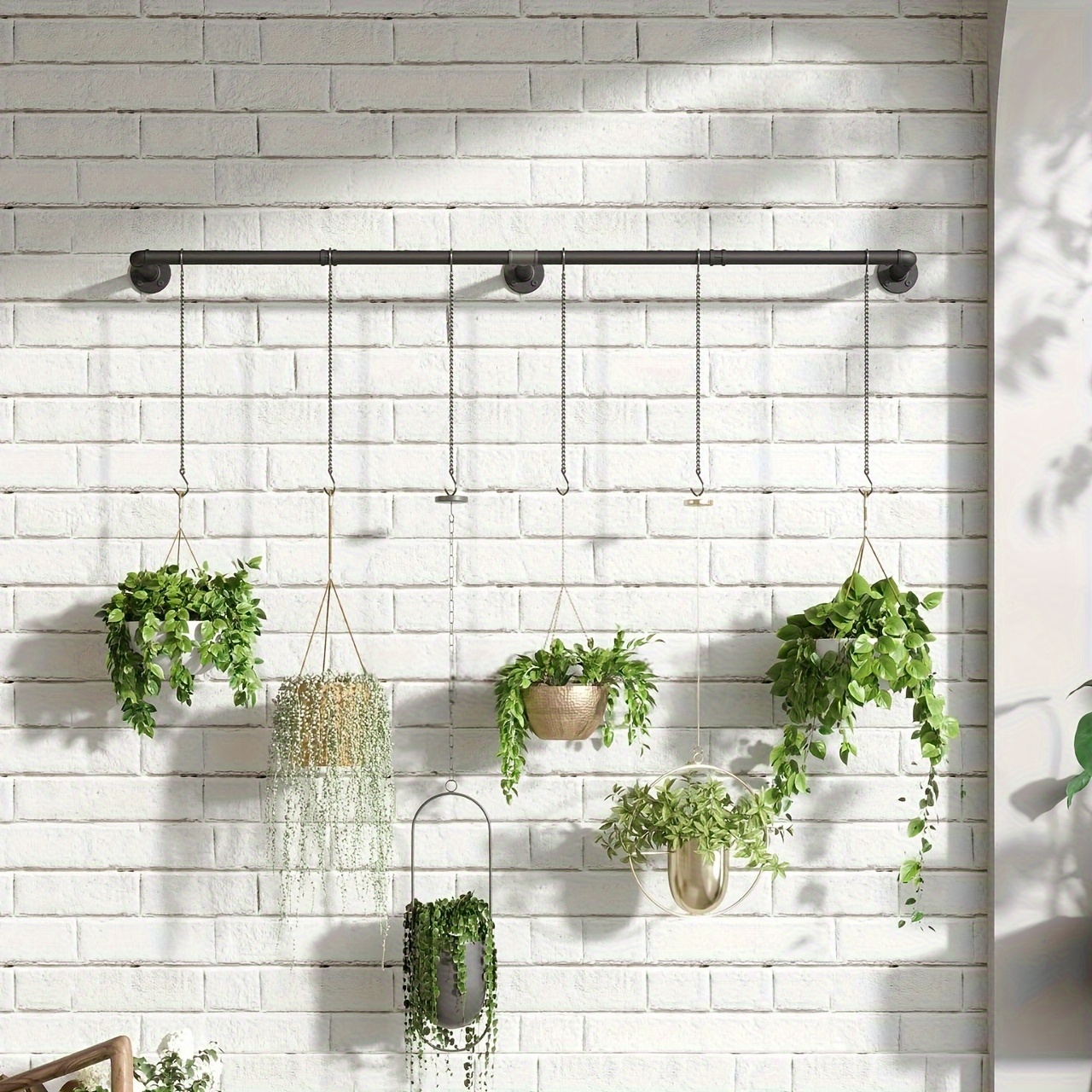 Metal Hanging Plant Rod Versatile Indoor Outdoor Ceiling Mount With