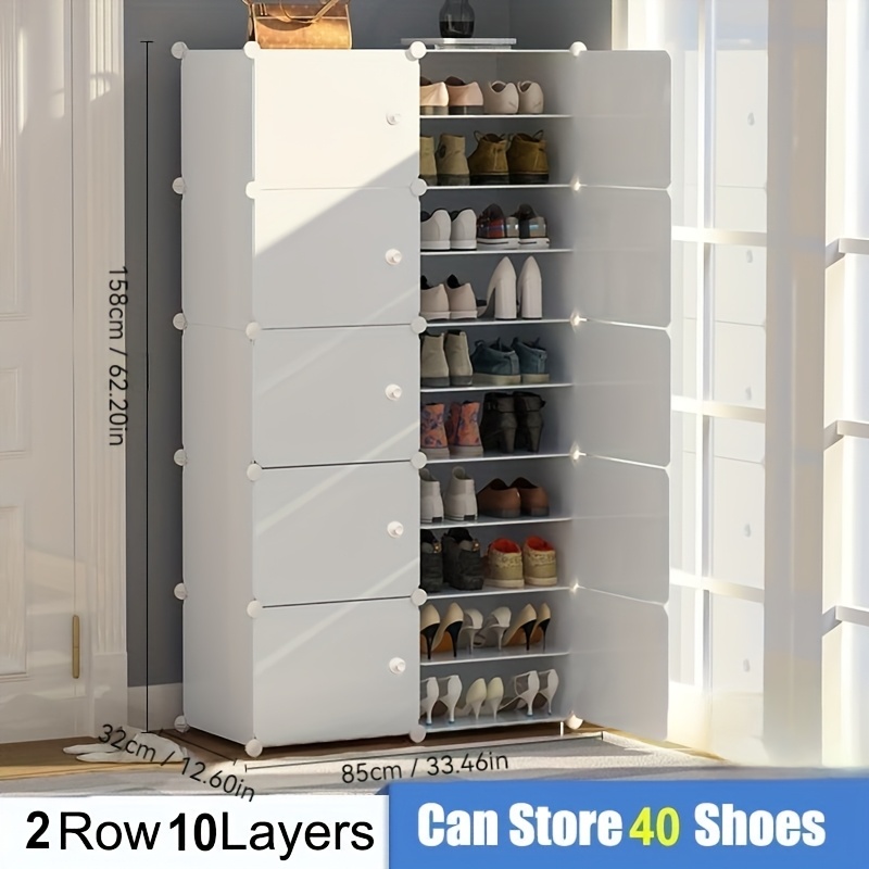 Image of Shoe Rack , Portable Shoes Organizer, Expandable Standing Rack, Storage 8-60 Pairs Shoes, Boots, Slippers, Large Plastic Detachable Shoes Shelves For Entryway, Bedroom, 3rows, 4/6/8/10layers