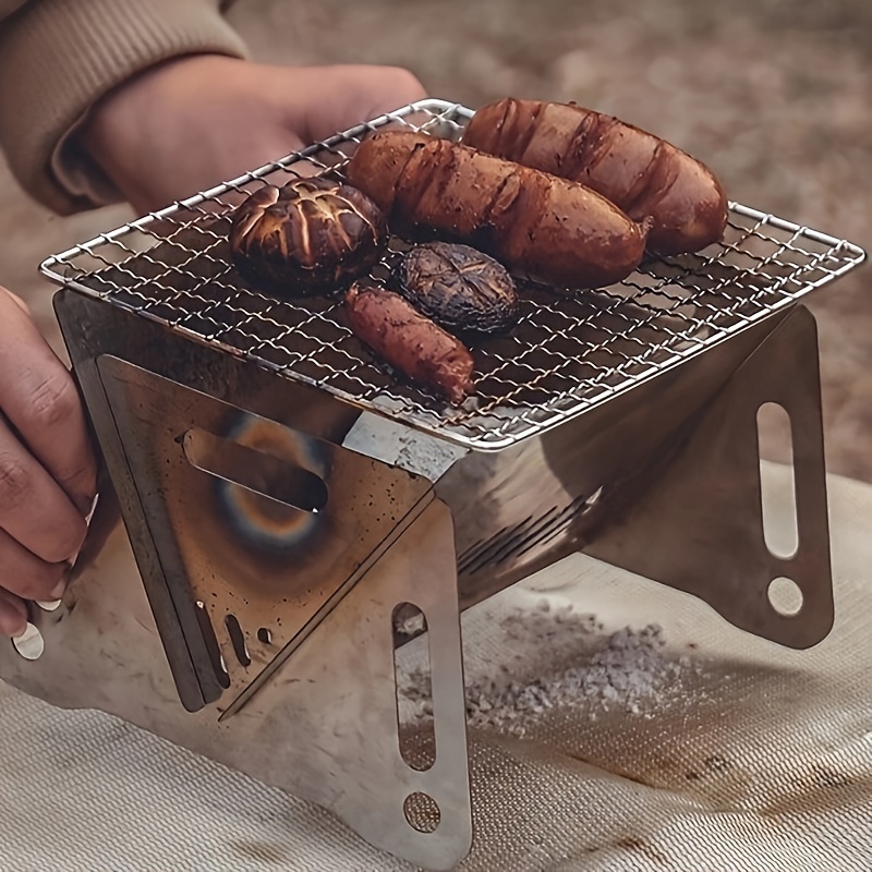 

Portable Stainless Steel Bbq Grill - Foldable Charcoal Stove For Outdoor Camping & Picnics, Compact Design Grilling Accessories For Outdoor Grill Charcoal Bbq Grill