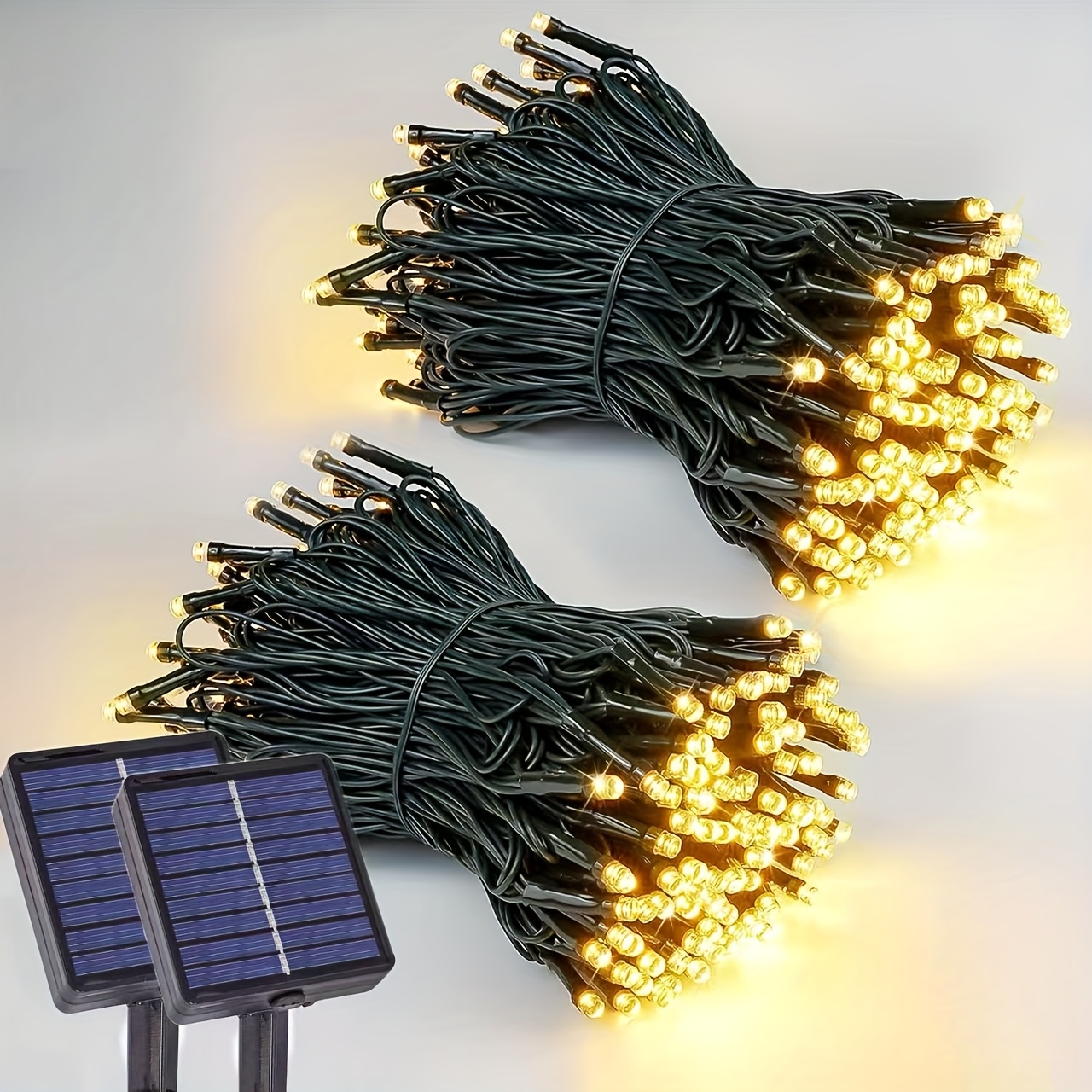 2 pack   battery led outdoor solar string lights warm   christmas light strips in   8 lighting   used for outdoor christmas trees parties gardens bushes railings and other venue decorations