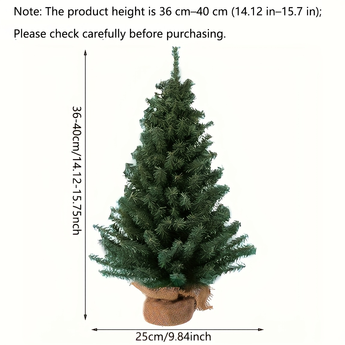 TEMU 1pc, Mini Christmas Tree With Burlap Base, Simulation Christmas Tree For Christmas Holiday Shopping Mall Display 30cm/11.8inch 40cm/15.7inch,