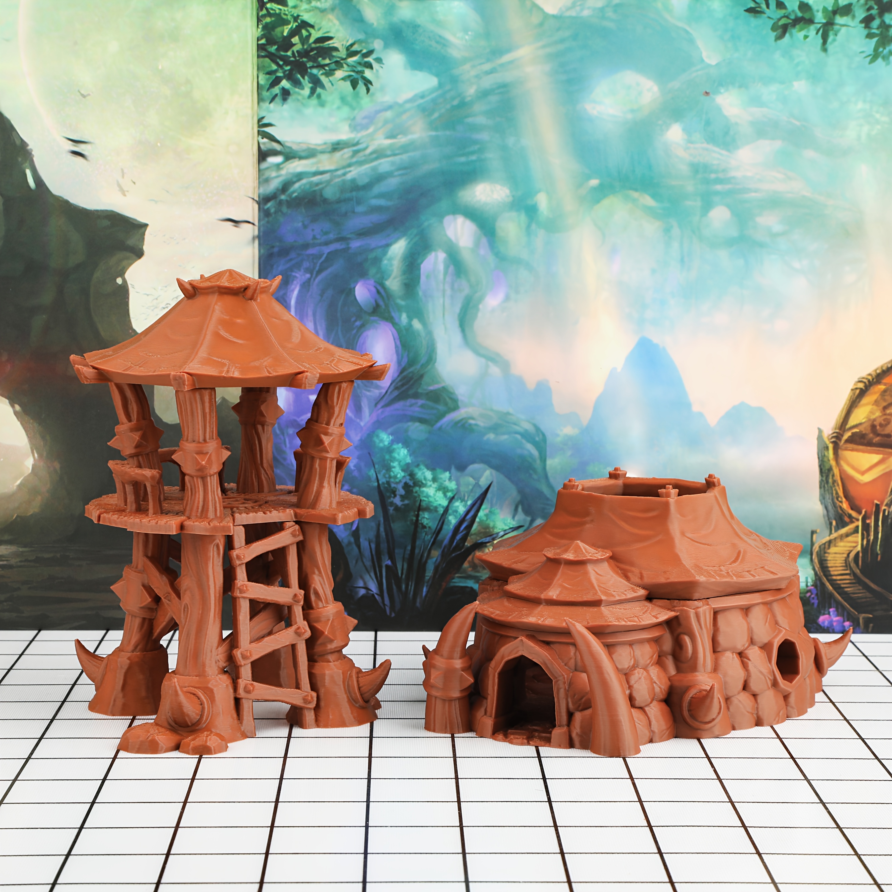 

TRPDICES 28mm D&D Orc Camp Miniature Set, Tour de et maison, Accessoires de jeu de rôle en plastique pour les donjons et les dragons, Cadeau de jeu de rôle de pour les passionnés