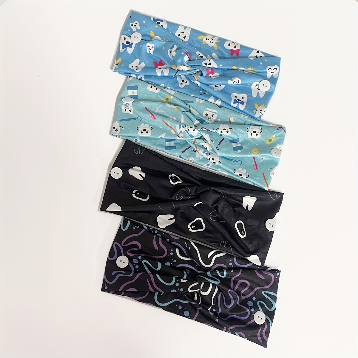 New Autumn/winter "love Teeth Day" Knotted Teeth Print Headband For Women, Fashionable Sports, Fitness, And Work Button Hair Accessory