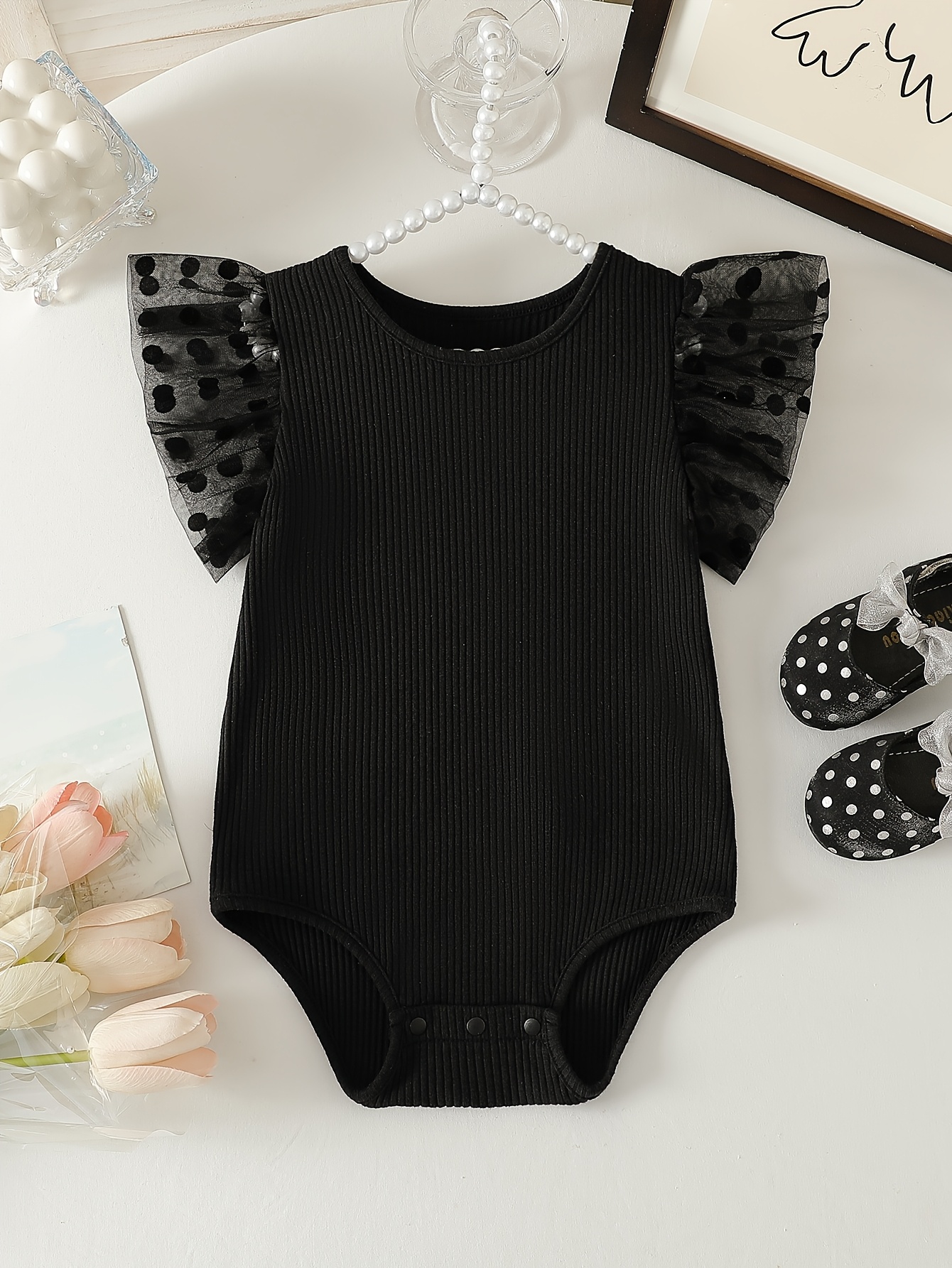 black dress newborn baby newborn baby girl black dress A-line Ruffle Dress Sewing Color:Ash snaps on the back SB-Hydrangea