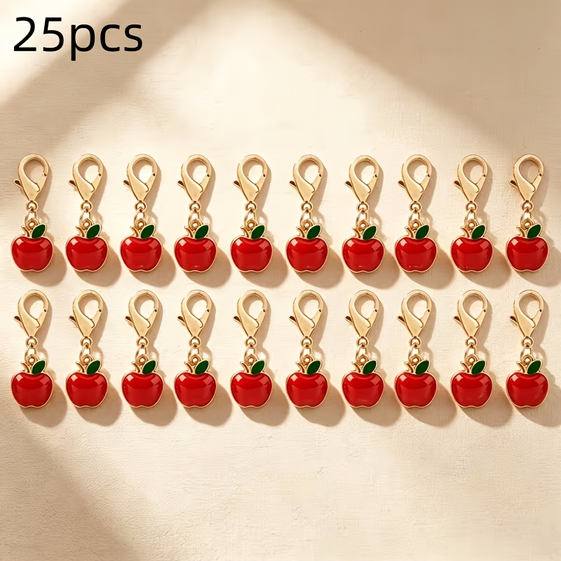 TEMU Lot de 25 porte-clés mignons pomme rouge - Pendentifs fruits de dessin avec fermoirs à vis - Cadeaux de remerciement pour - 'avoir aidé à -
