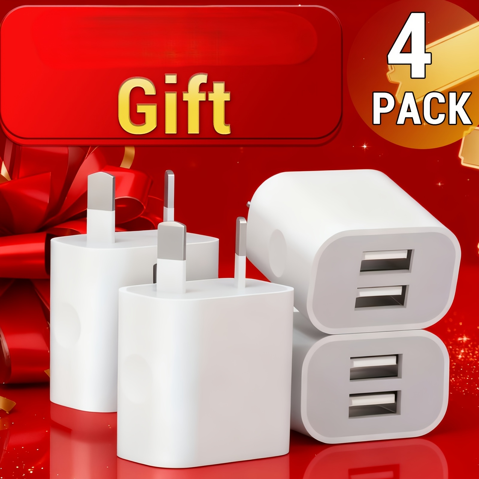 4pcs   dual usb wall charger 10w 2a fast charging power adapter with australian plug white compatible with iphone ipad samsung pixel