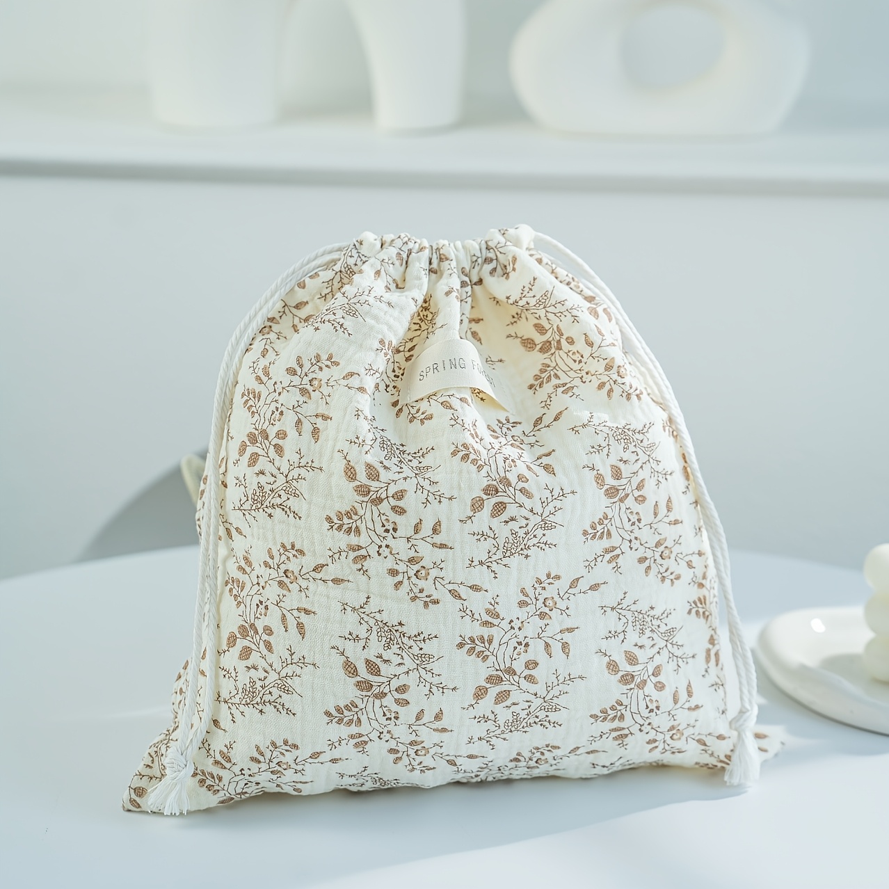 TEMU Easy Style Pocket Printed Storage Bag, Portable Home Organization Storage Bag Drawstring Bag