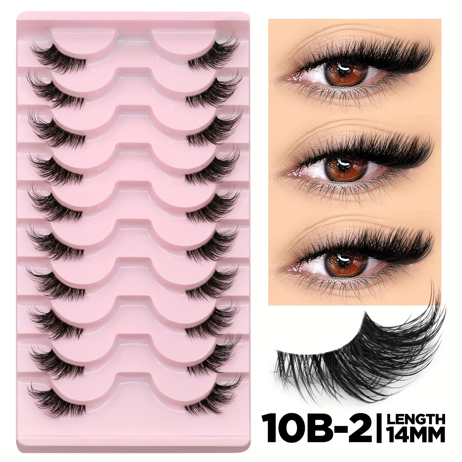 Groinneya 10 Pairs Invisible Stem Strip False Eyelashes Cat Eye Fake Lashes Thick Fake Eyelashes Tail Elongated Eyelashes Winged Ends Extended Eye Suitable For Daily Use And Occasions