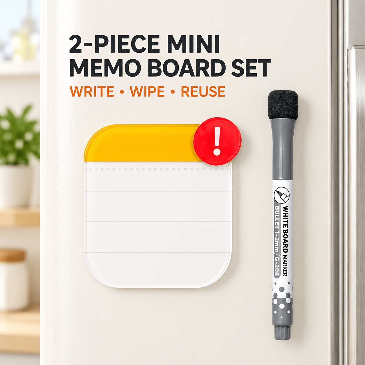 TEMU Ensemble de 2 mini-tableaux d'affichage magnétiques en acrylique pour réfrigérateur, comprenant 1 magnétique effaçable de 8X8 cm et 1 stylo