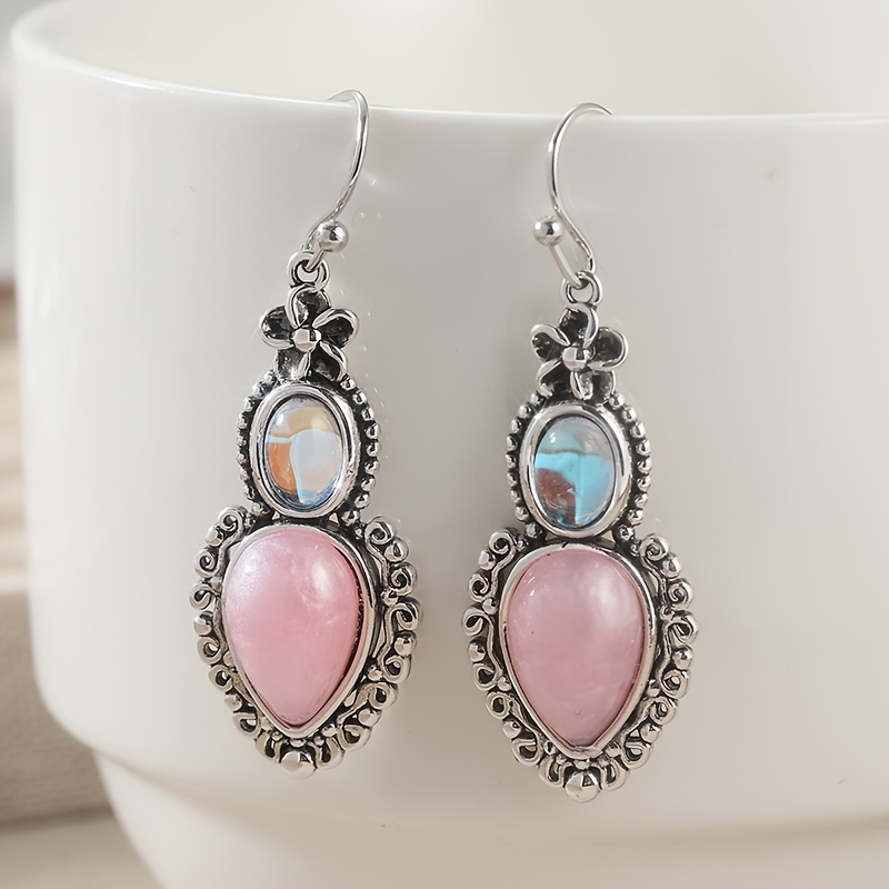 TEMU 1 Pair Of Vintage Yet Fashionable Hand-carved Silver Flower Earrings, Daily Wear And An Excellent Gift For Her.